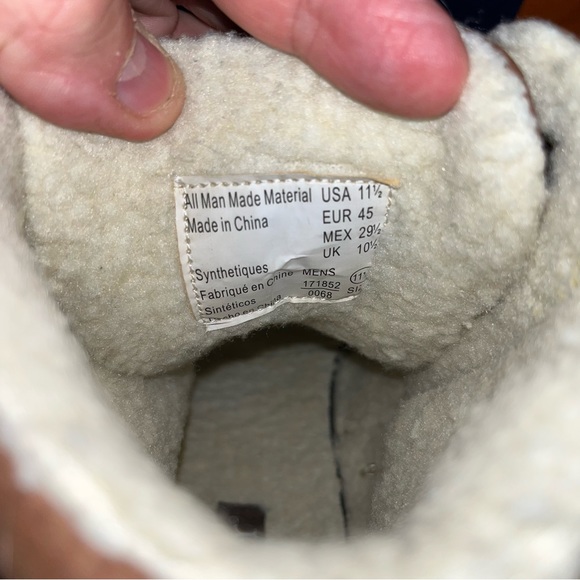 Dexter Brown Boots Men size 11.5 Cognac Fleece-Lined Liam Cap Toe 171852 faux - Picture 5 of 9